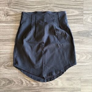 Windsor Womens High Waist Elegant Black Mini Skirt with Front Pleating